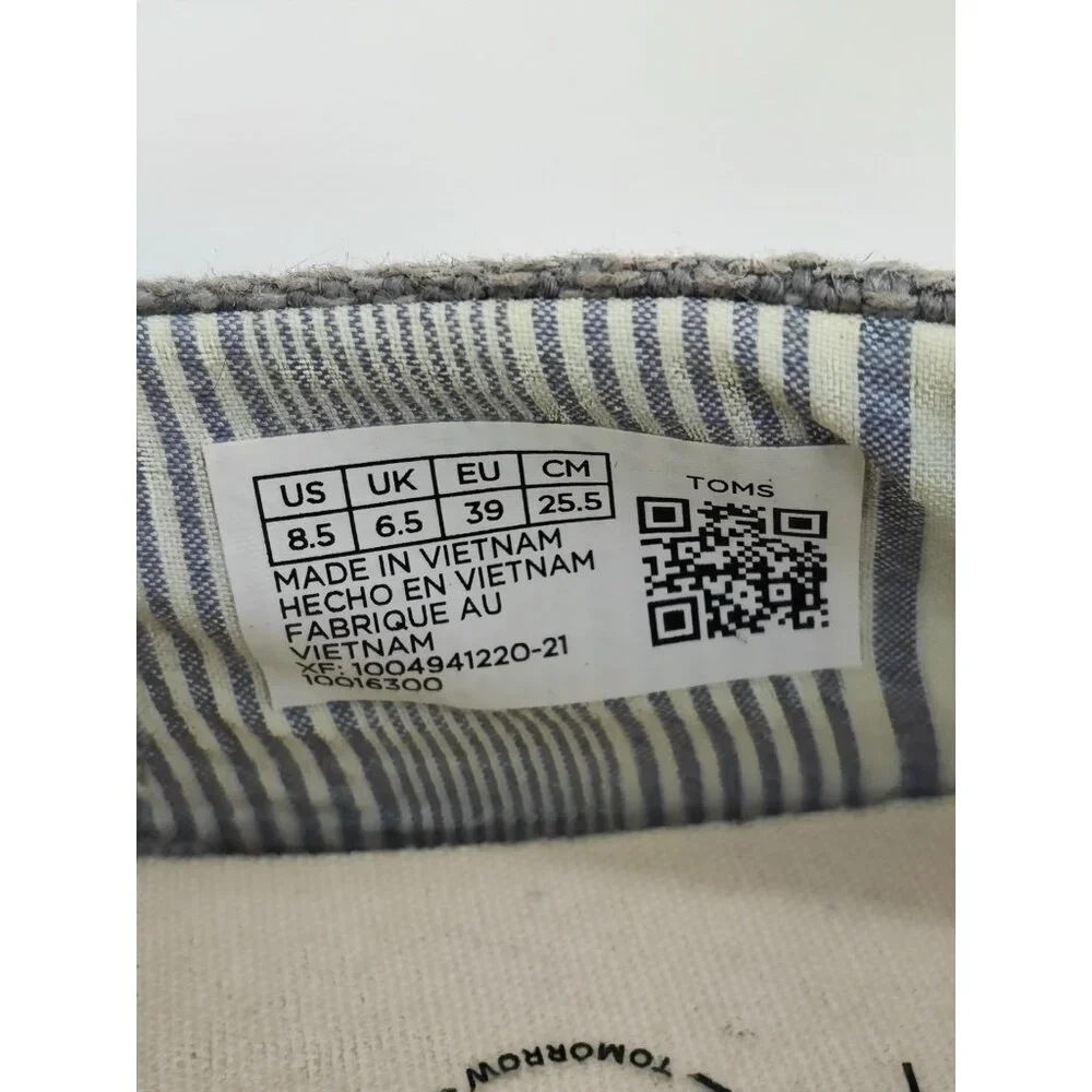 Toms Women's Parker Slip On Gray Canvas Casual Sneakers Size 8.5 US - Picture 9 of 9